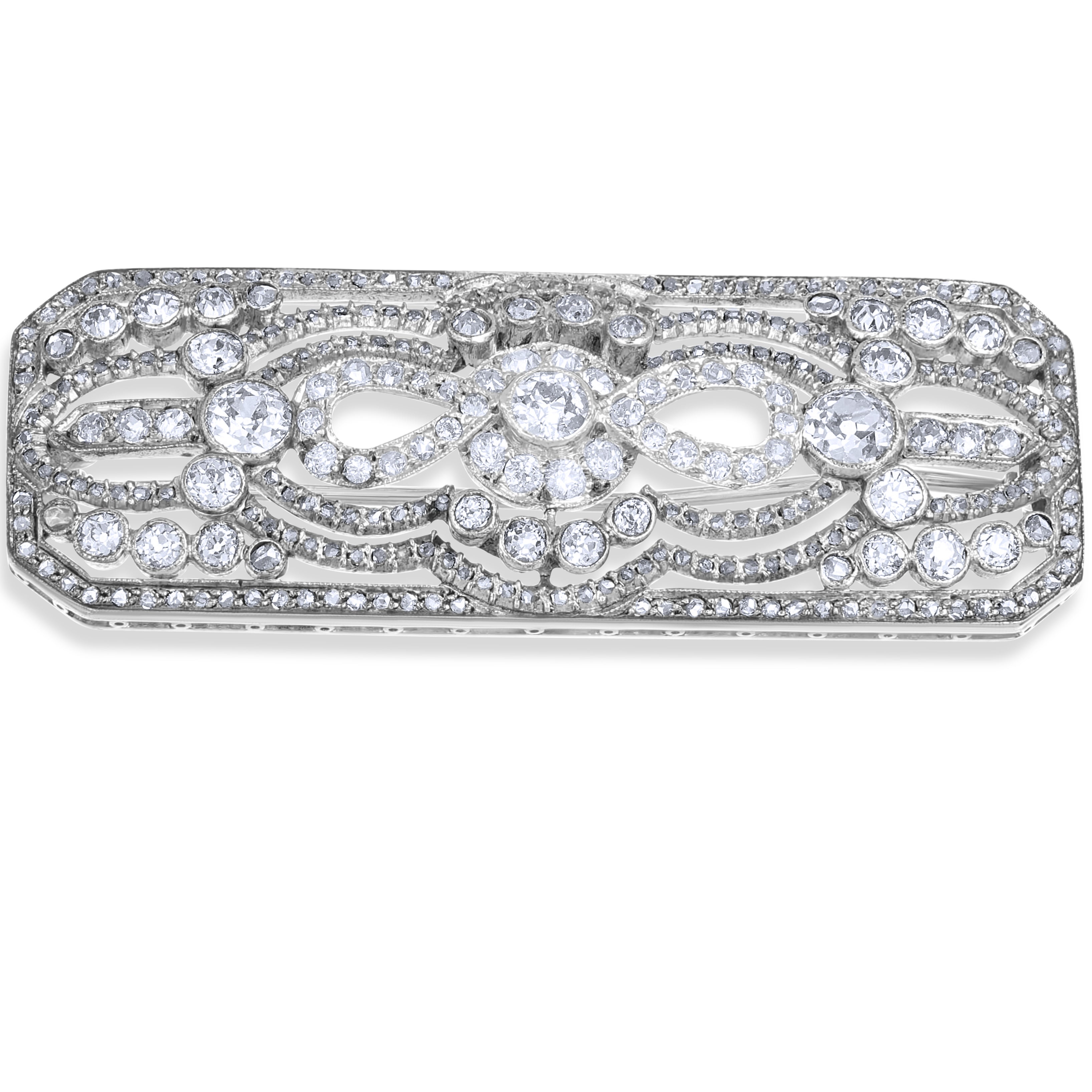 Spilla - 18 carati Oro bianco - 5.85ct. tw. Diamante (Naturale)