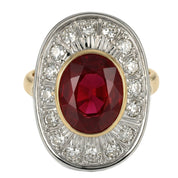 14 carati Oro giallo, Argento 925 - Anello - Rubino- Diamanti