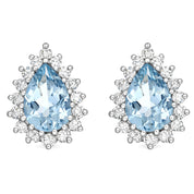 Orecchini - 18 carati Oro bianco - 1.66ct. tw. Acquamarina - Diamante