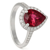 Anello - 18 carati Oro bianco - 2.48ct. tw. Tormalina - Diamante