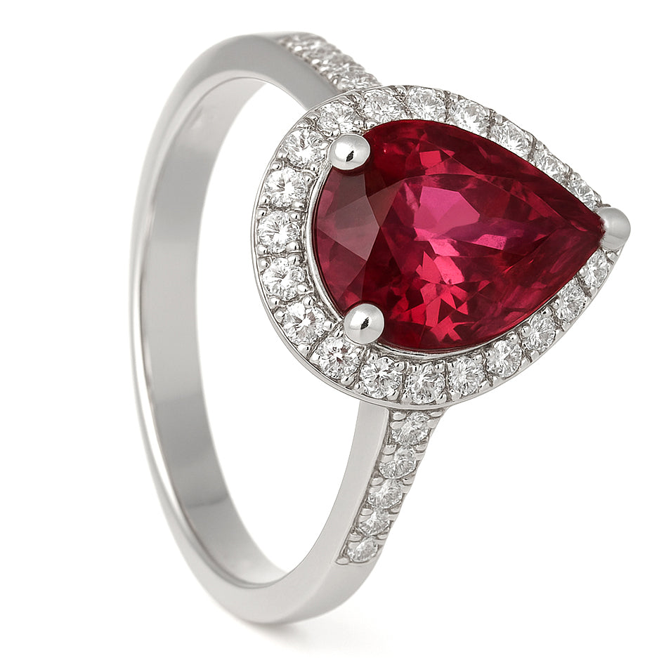 Anello - 18 carati Oro bianco - 2.48ct. tw. Tormalina - Diamante