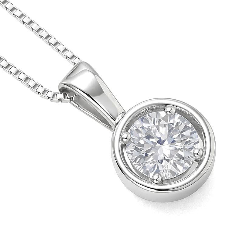 Collana con ciondolo - 18 carati Oro bianco - 0.1ct. tw. Diamante (Naturale)
