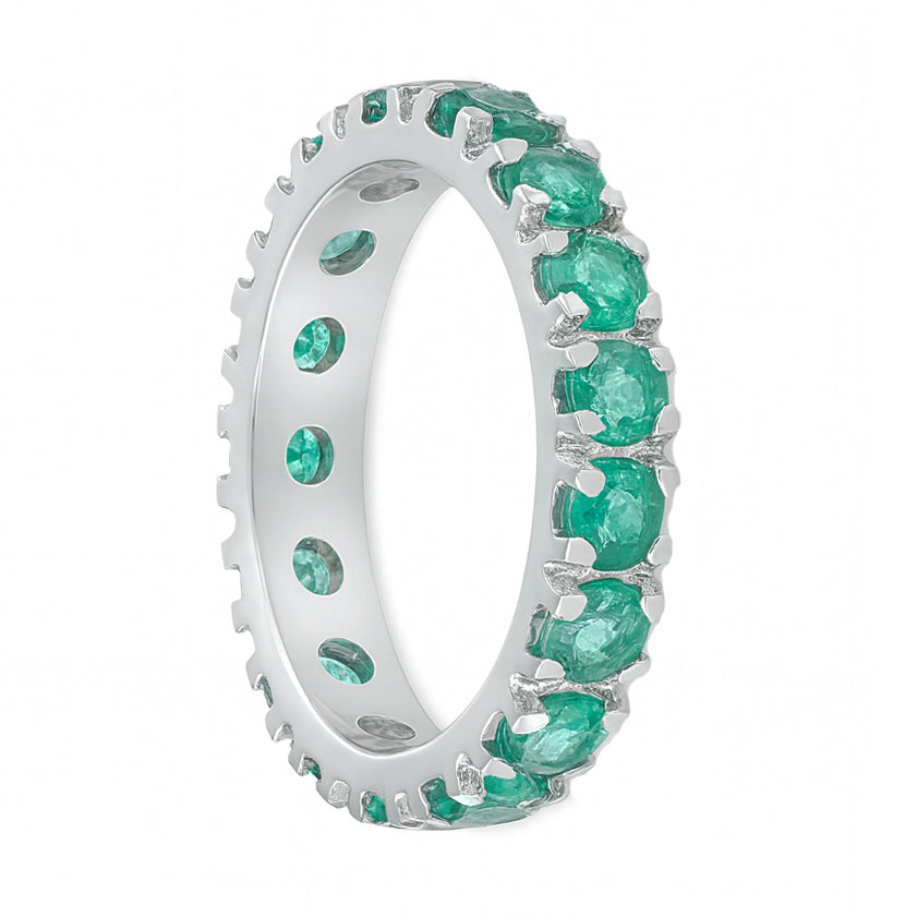 Anello - 18 carati Oro bianco - 2.10ct. tw. Smeraldo