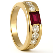 Anello - 18 carati Oro giallo - 0.72ct. tw. Rubino - Diamante