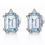 Orecchini - 18 carati Oro bianco - 1.64ct. tw. Acquamarina - Diamante