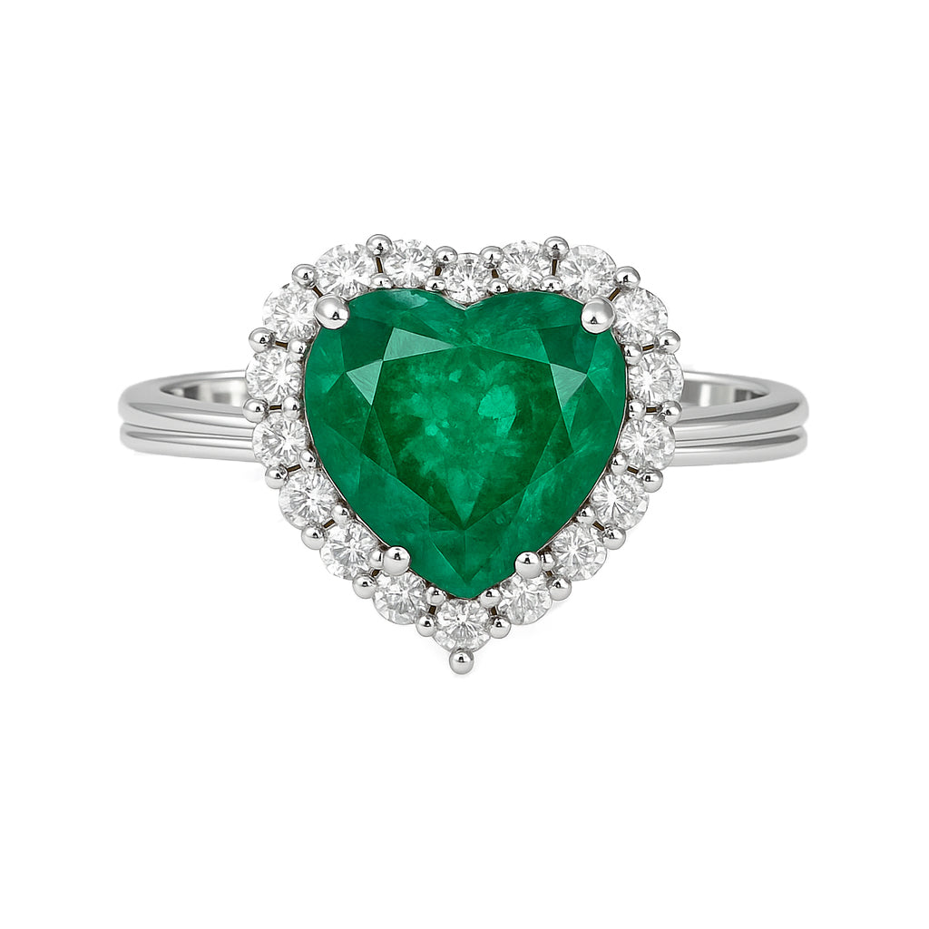 Anello - 18 carati Oro bianco - 1.95ct. tw. Smeraldo - Diamante