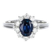 Anello - 18 carati Oro bianco - 1.05ct. tw. Zaffiro - Diamante