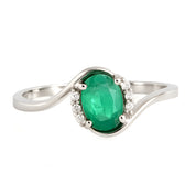 Anello - 18 carati Oro bianco - 0.88ct. tw. Smeraldo - Diamante