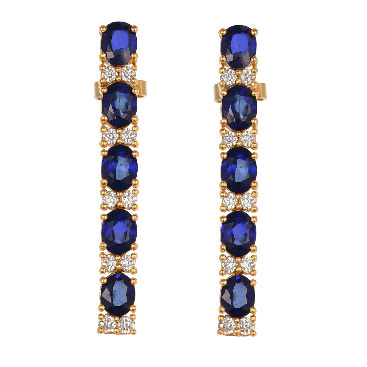 Orecchini - 18 carati Oro bianco, Oro rosa - 3.30ct. tw. Zaffiro - Diamante