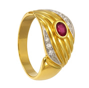 Anello - 18 carati Oro bianco, Oro giallo - 0.25ct. tw. Rubino - Diamante