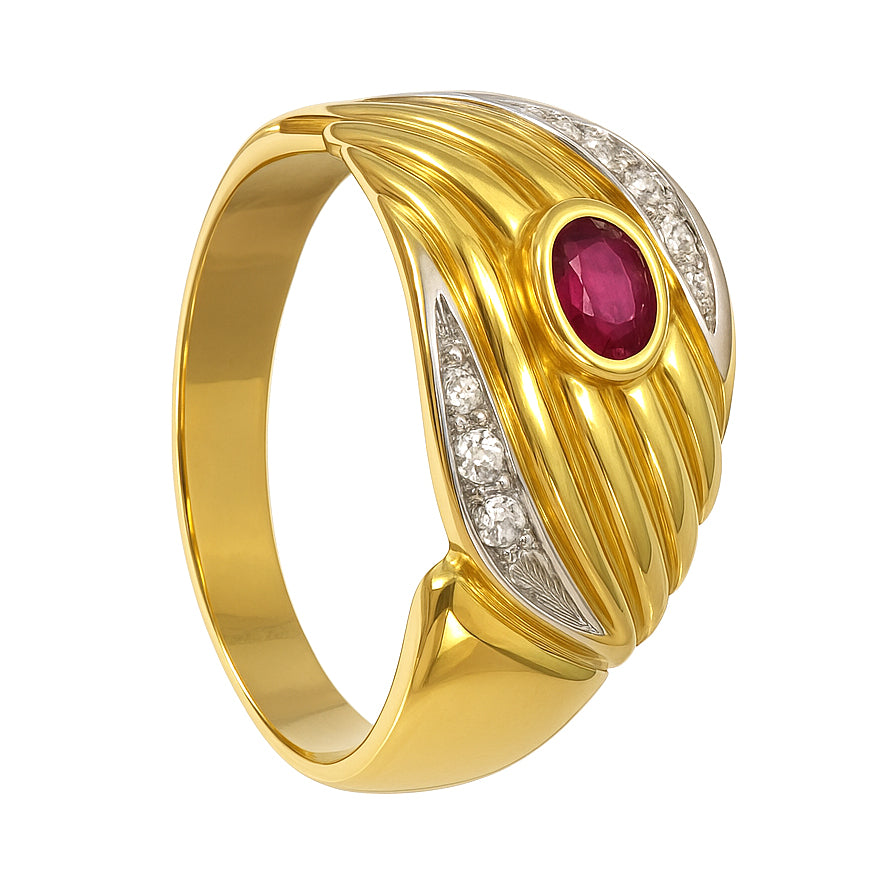 Anello - 18 carati Oro bianco, Oro giallo - 0.25ct. tw. Rubino - Diamante