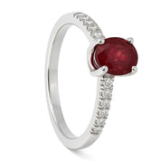 Anello - 18 carati Oro bianco - 1.28ct. tw. Rubino - Diamante