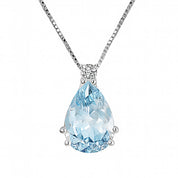 Collana con ciondolo - 18 carati Oro bianco - 1.98ct. tw. Acquamarina - Diamante