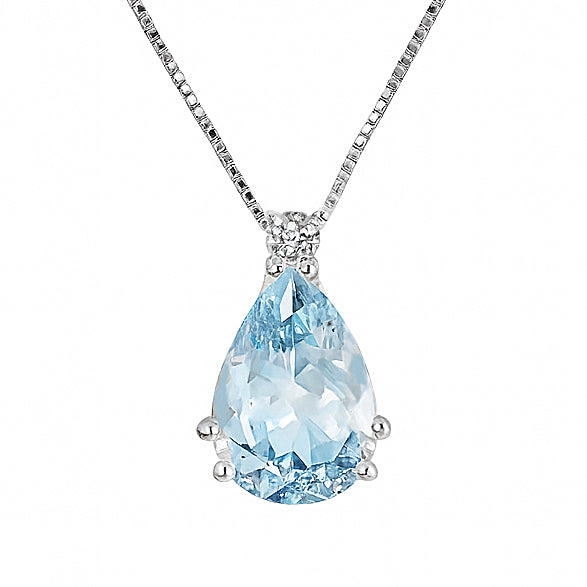 Collana con ciondolo - 18 carati Oro bianco - 1.98ct. tw. Acquamarina - Diamante