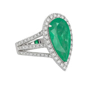 Anello - 18 carati Oro bianco - 5.20ct. tw. Smeraldo - Diamante