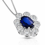 Collana con ciondolo - 18 carati Oro bianco - 1.16ct. tw. Zaffiro - Diamante