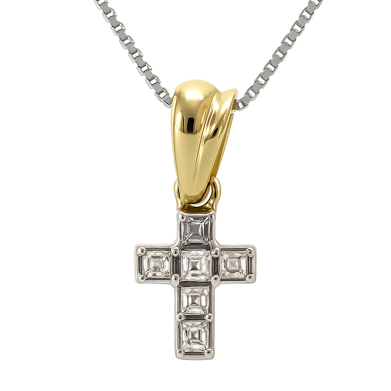 Collana con ciondolo - 18 carati Oro bianco, Oro giallo - 0.16ct. tw. Diamante (Naturale)