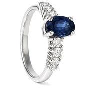 Anello - 18 carati Oro bianco - 1.53ct. tw. Zaffiro - Diamante