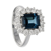 Anello - 18 carati Oro bianco - 2.31ct. tw. Topazio - Diamante