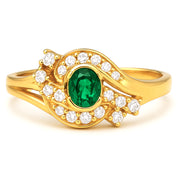 Anello - 18 carati Oro giallo - 0.65ct. tw. Smeraldo - Diamante