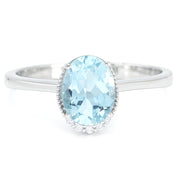 Anello - 18 carati Oro bianco - 0.04ct. tw. Diamante (Naturale) - Acquamarina