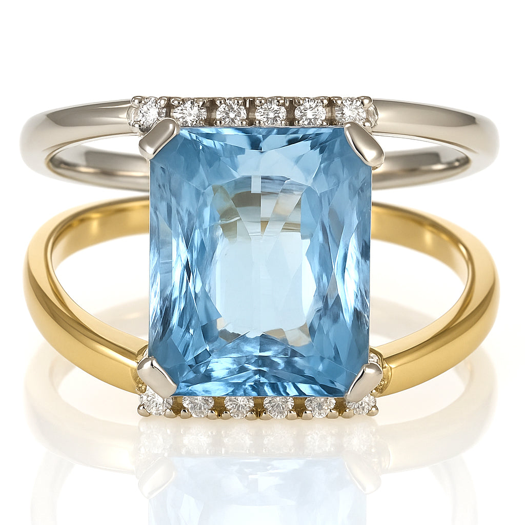 Anello - 18 carati Oro giallo, Oro bianco - 4.77ct. tw. Topazio - Diamante