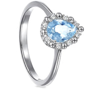 Anello - 18 carati Oro bianco - 0.83ct. tw. Acquamarina - Diamante