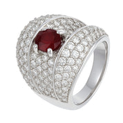 Anello - 18 carati Oro bianco - 2.55ct. tw. Diamante (Naturale) - Rubino