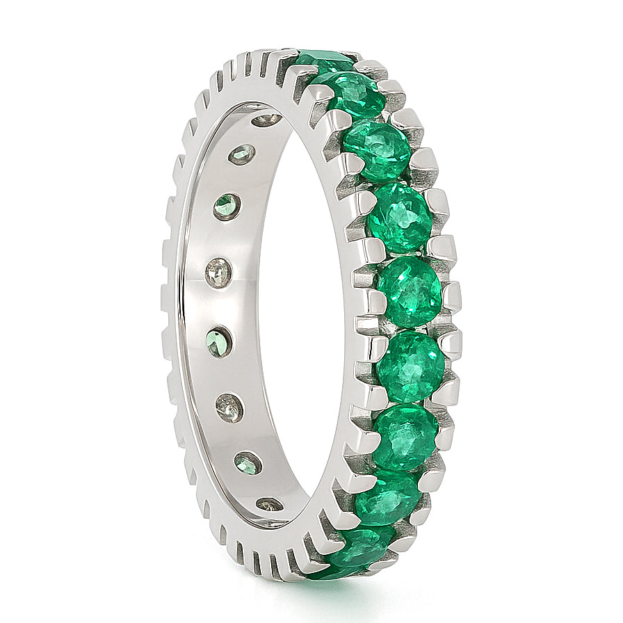 Anello - 18 carati Oro bianco - 2.90ct. tw. Smeraldo