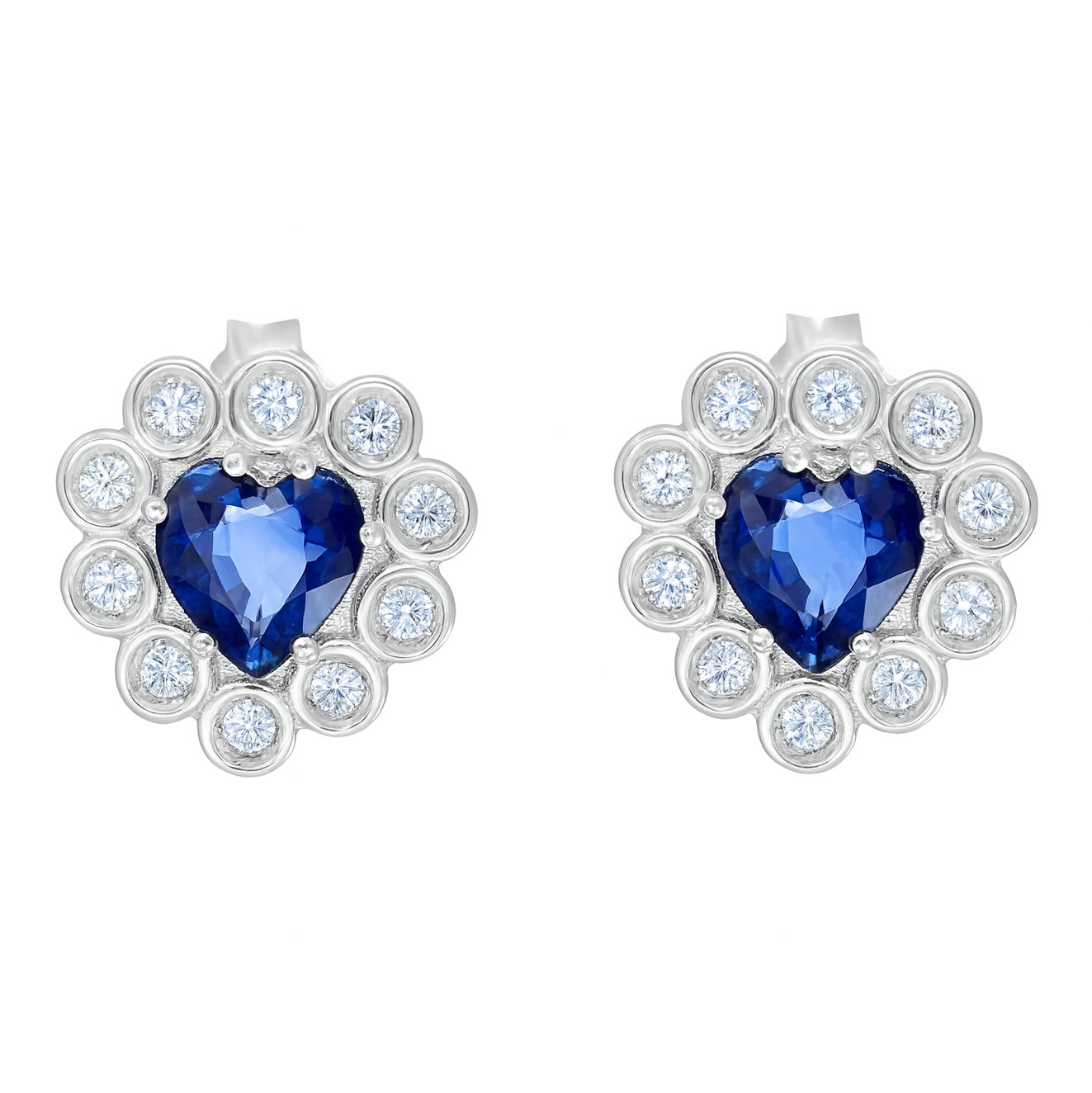 Orecchini - 18 carati Oro bianco - 1.94ct. tw. Zaffiro - Diamante