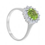 Anello - 18 carati Oro bianco - 1.38ct. tw. Peridoto - Diamante