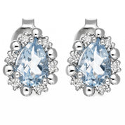 Orecchini - 18 carati Oro bianco - 0.74ct. tw. Acquamarina - Diamante