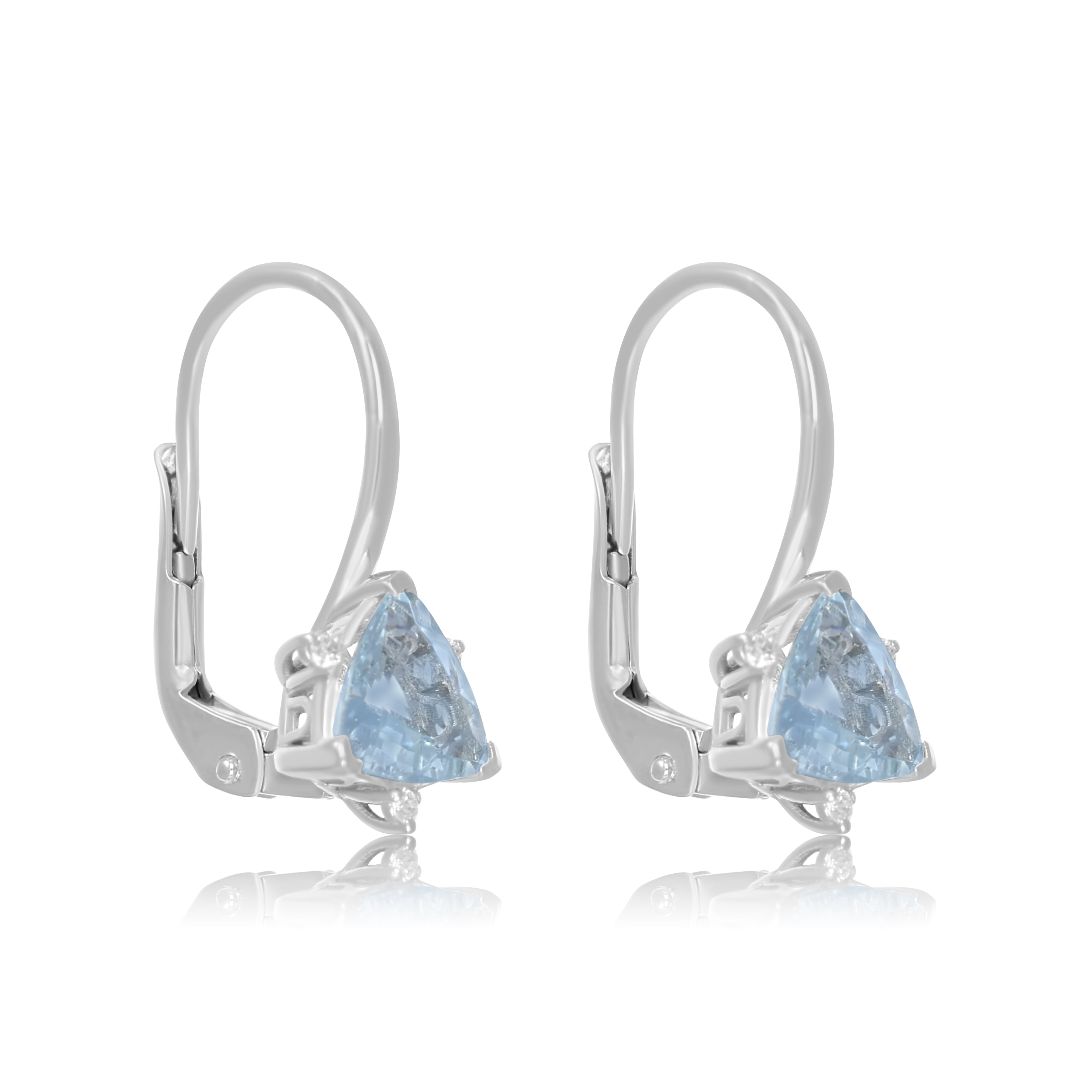 Orecchini - 18 carati Oro bianco - 0.09ct. tw. Diamante (Naturale) - Acquamarina