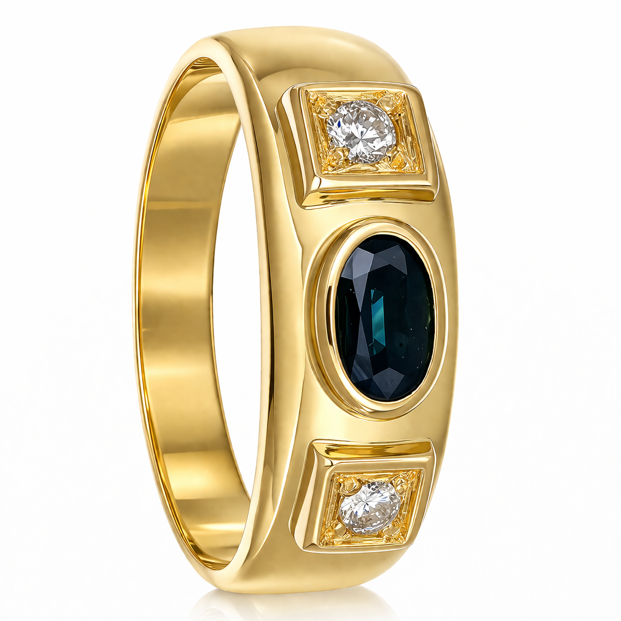 Anello - 18 carati Oro giallo - 0.66ct. tw. Zaffiro - Diamante - Made in Italy - Handmade