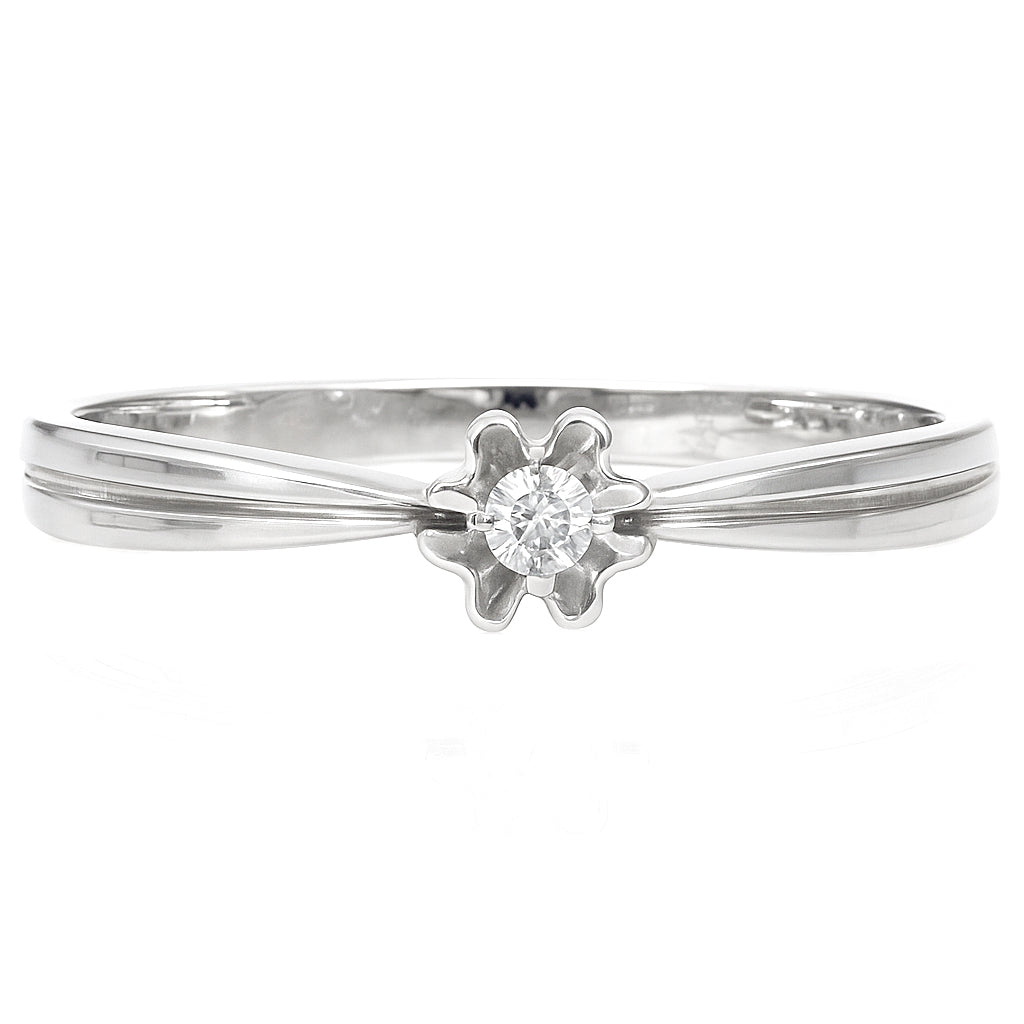 Anello - 18 carati Oro bianco - 0.015ct. tw. Diamante (Naturale)