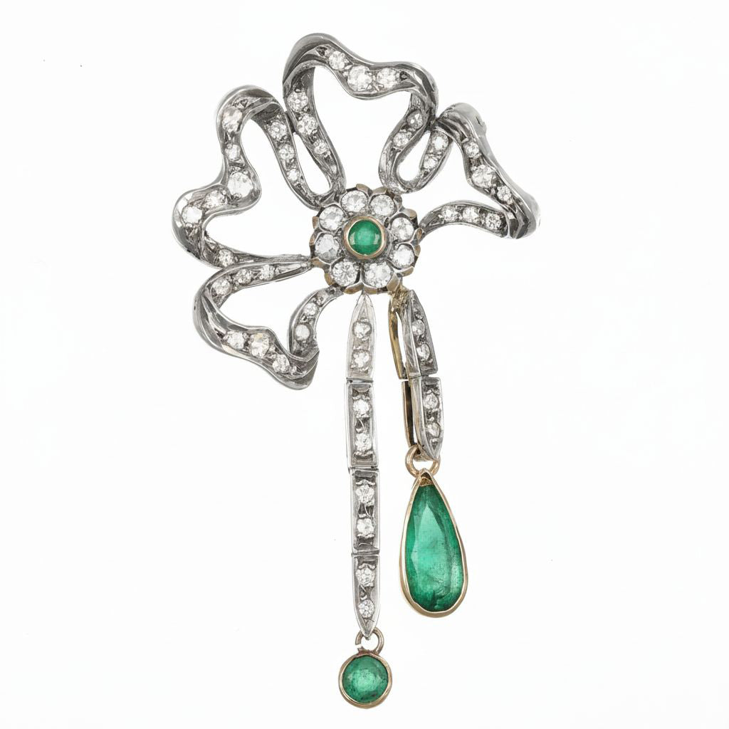 Ciondolo - 18 carati Oro bianco - 3.59ct. tw. Smeraldo - Diamante