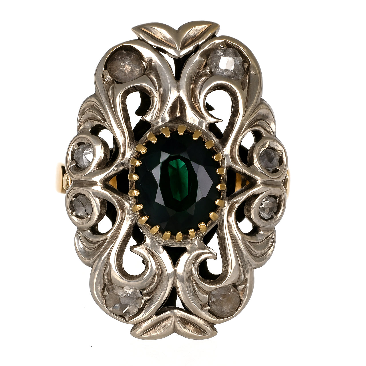 Anello in Oro Giallo ,Oro Bianco 18 carati -zaffiro Diamanti