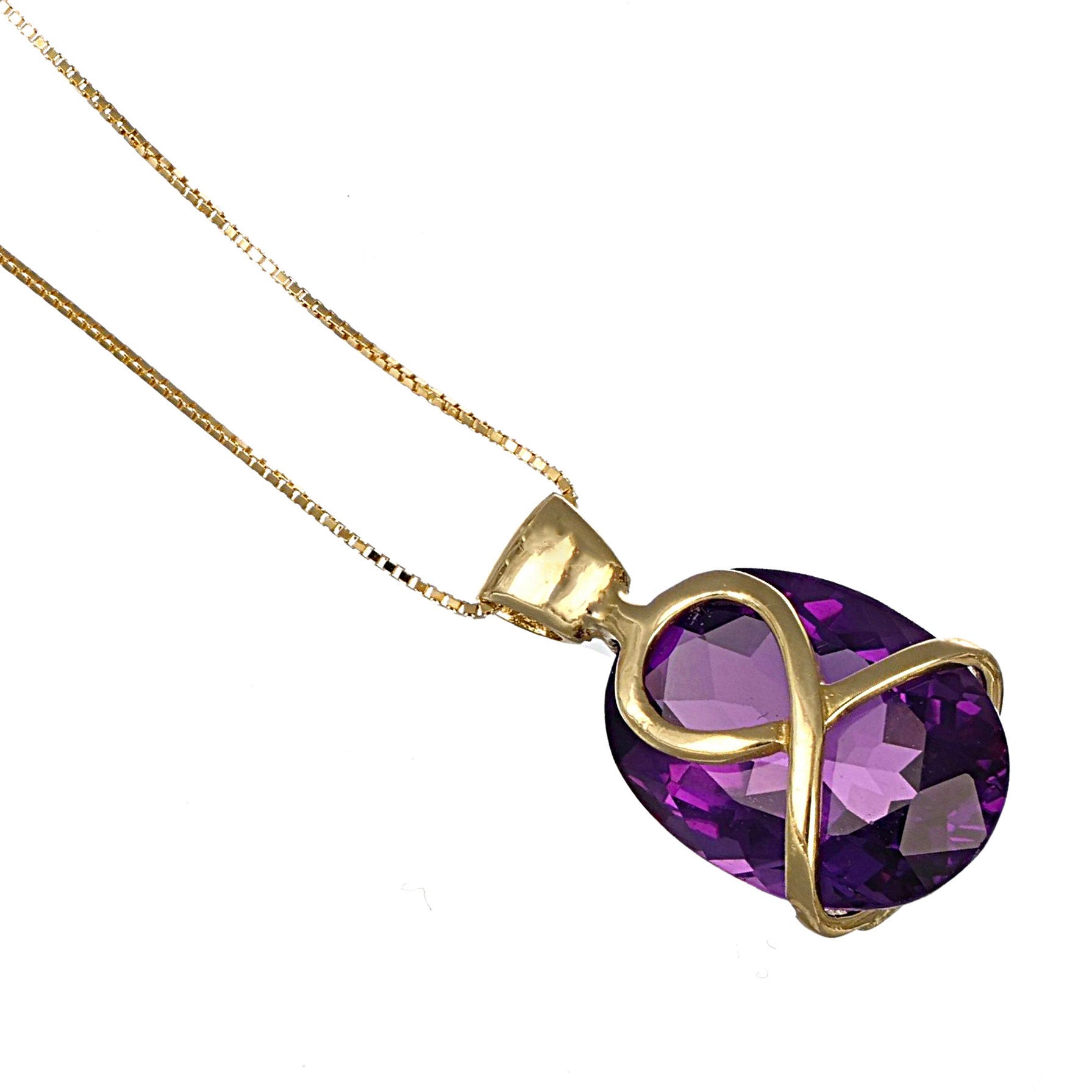 Collana con ciondolo - 18 carati Oro giallo - 10.00ct. tw. Ametista