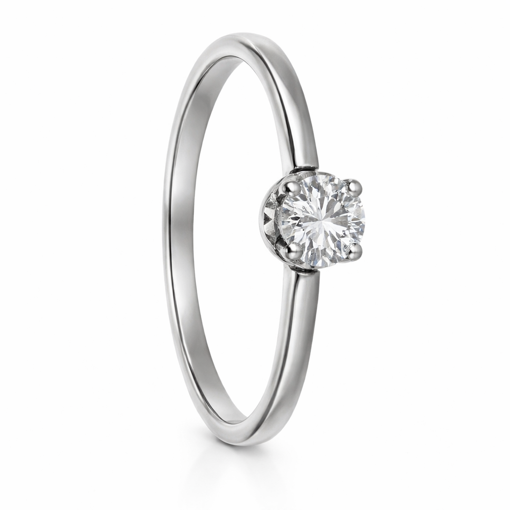 Anello - 18 carati Oro bianco - 0.13ct. tw. Diamante (Naturale)