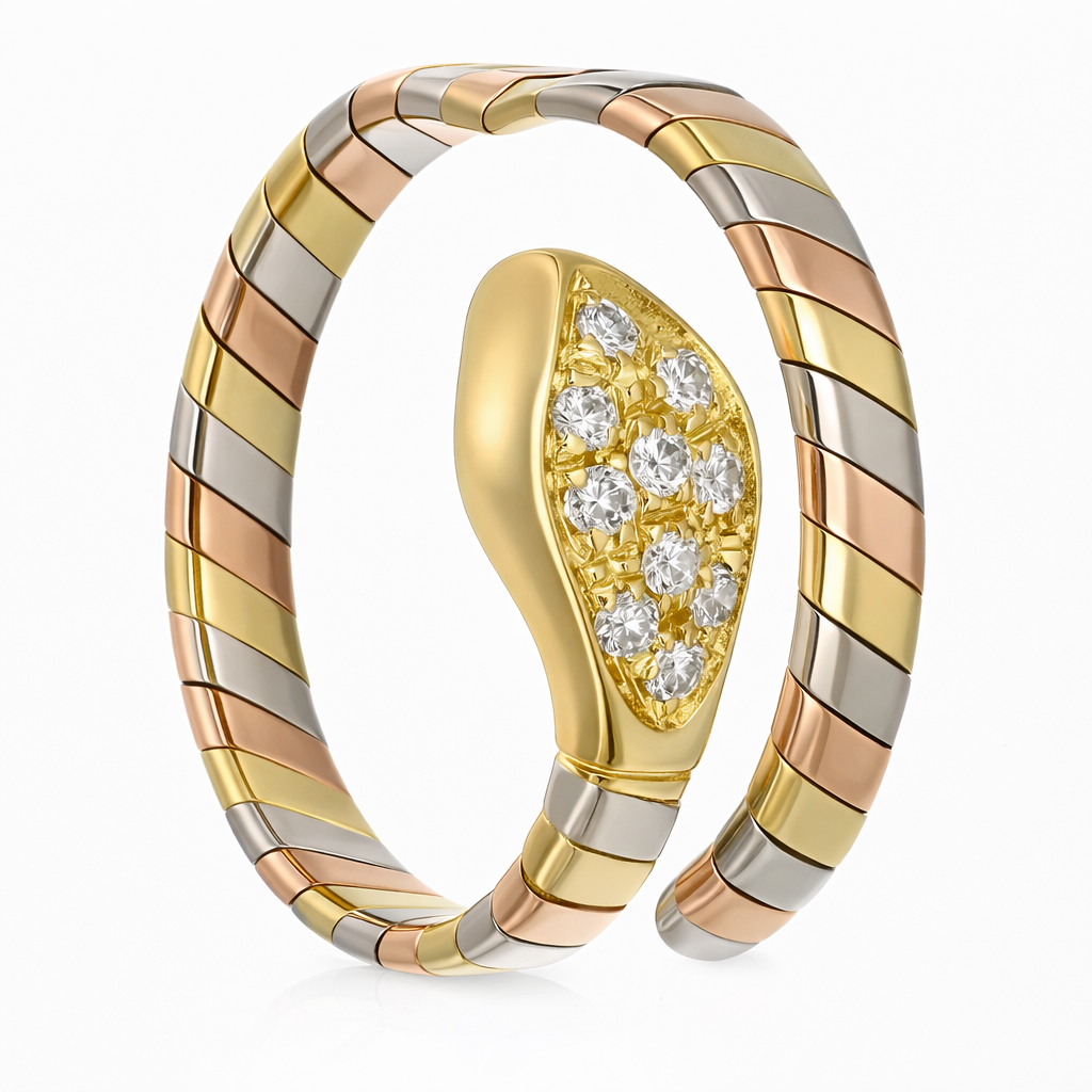 Anello - 18 carati Oro giallo, Oro rosa, Oro bianco - 0.15ct. tw. Diamante (Naturale)