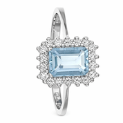 Anello - 18 carati Oro bianco - 1.08ct. tw. Acquamarina - Diamante