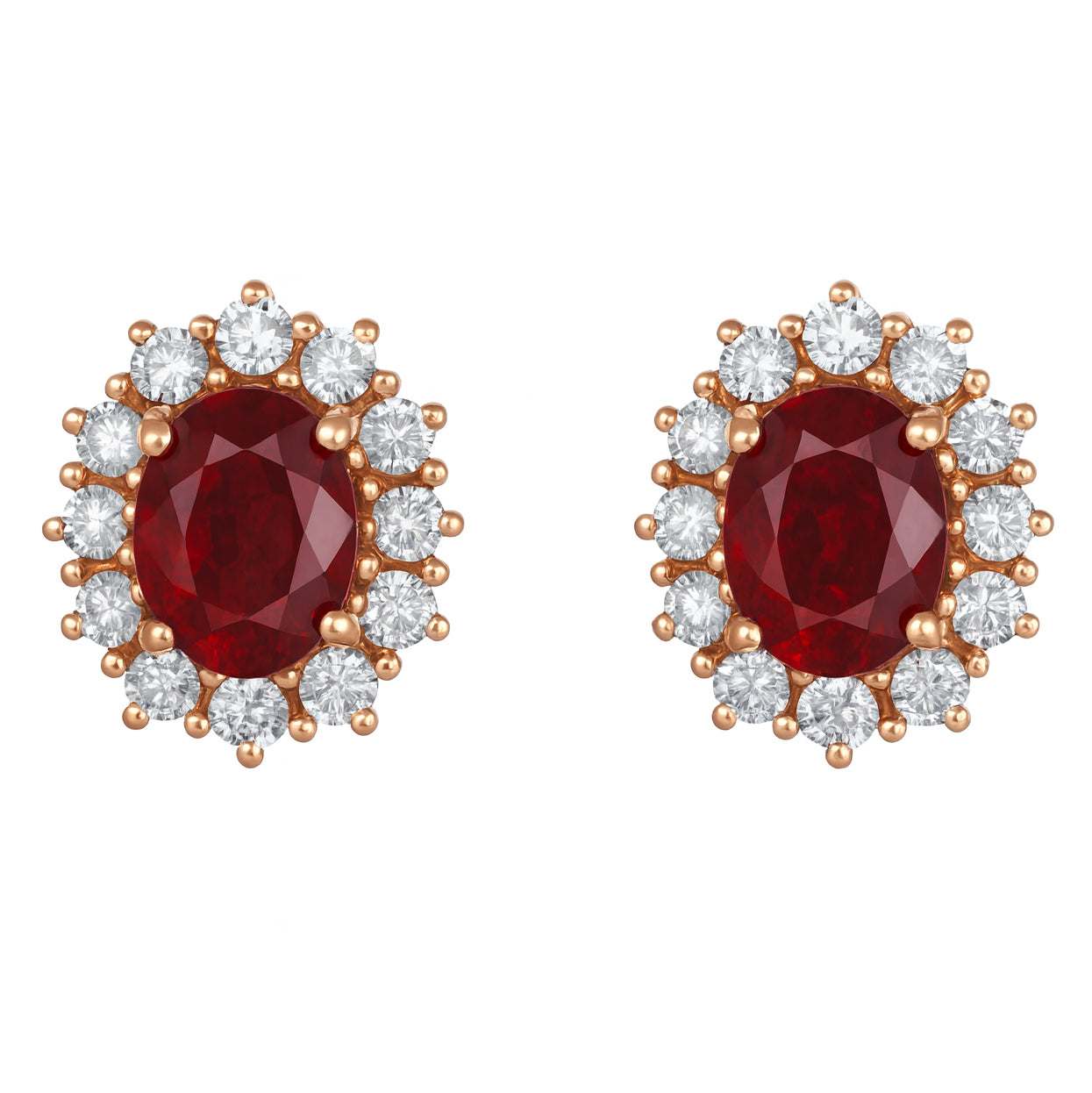 Orecchini - 18 carati Oro rosa - 3.10ct. tw. Rubino - Diamante