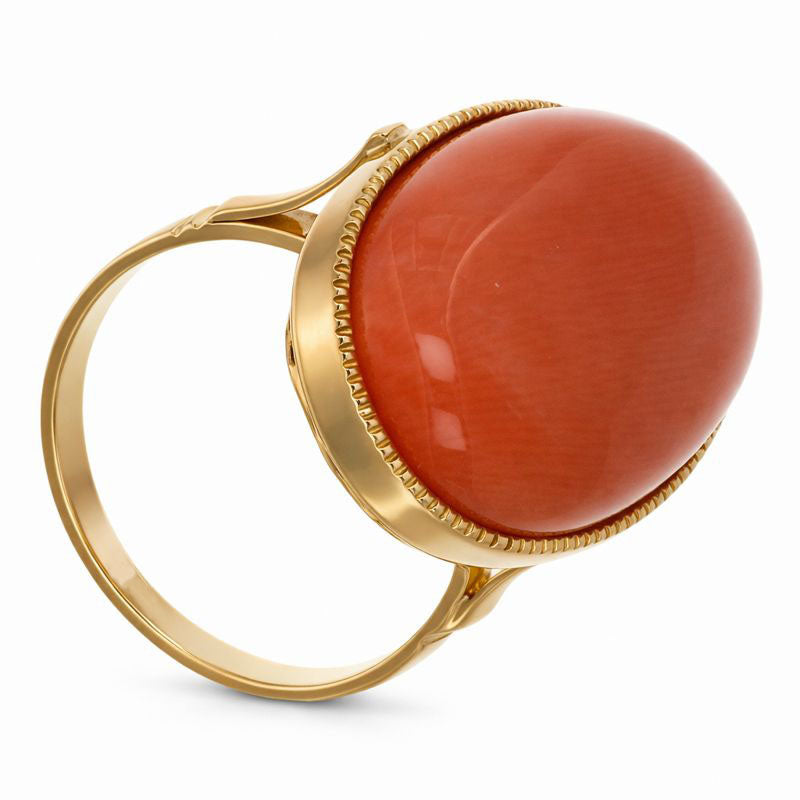 Anello - 18 carati Oro giallo Corallo