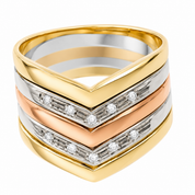 Anello - 18 carati Oro bianco, Oro giallo, Oro rosa - 0.15ct. tw. Diamante (Naturale) - Made in Italy - Handmade