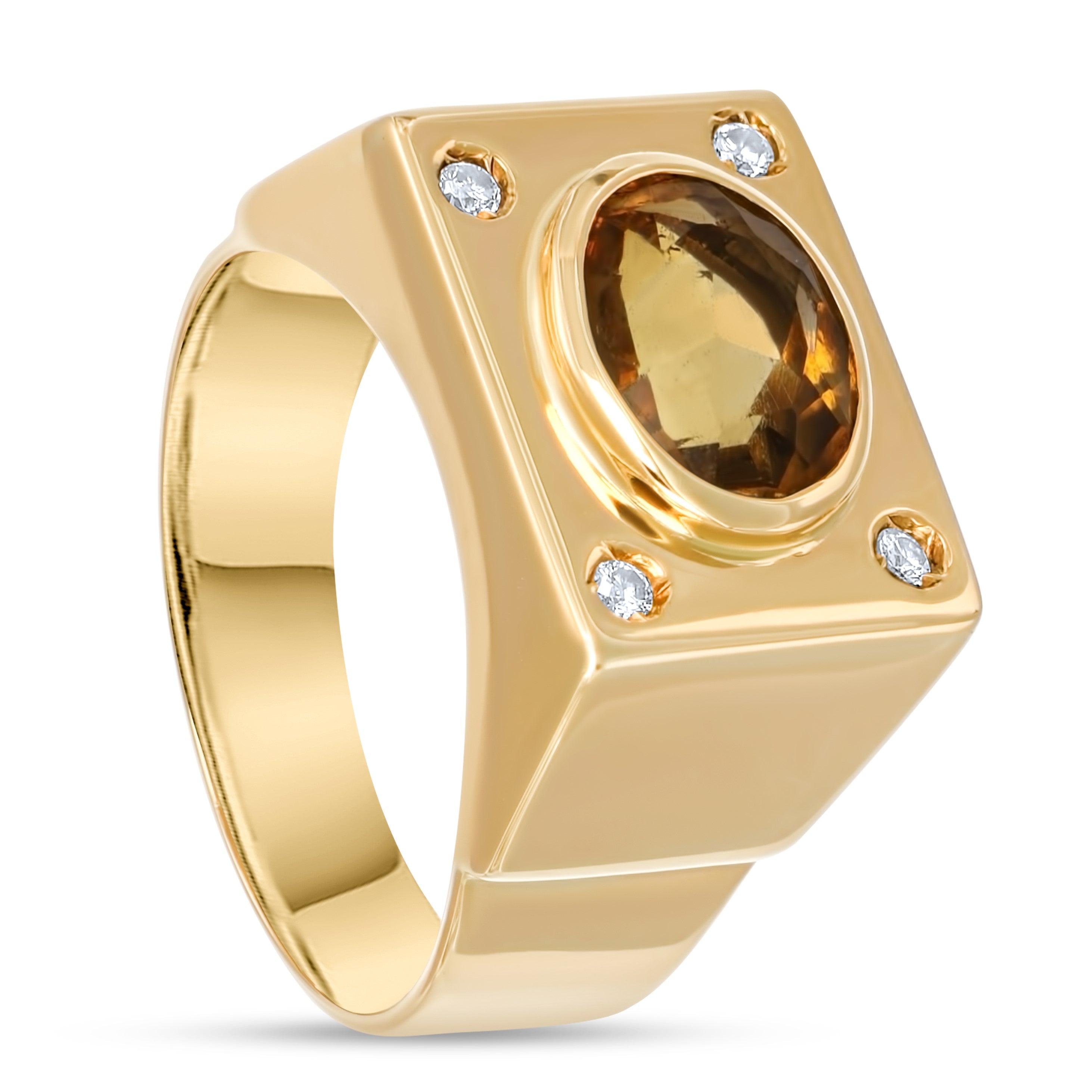 Anello - Oro giallo 18 kt. - 1,63 ct. tw. Topazio - Diamante