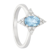 Anello - 18 carati Oro bianco - 0.92ct. tw. Acquamarina - Diamante