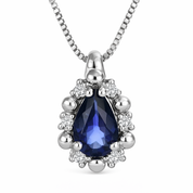 Collana con ciondolo - 18 carati Oro bianco - 0.52ct. tw. Zaffiro - Diamante