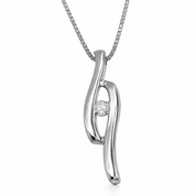 Collana con ciondolo - 18 carati Oro bianco - 0.04ct. tw. Diamante (Naturale)