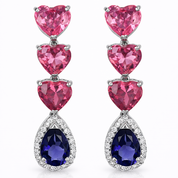 Orecchini - 18 carati Oro bianco, Diamanti - 5.24ct. tw. Tormalina - Iolite
