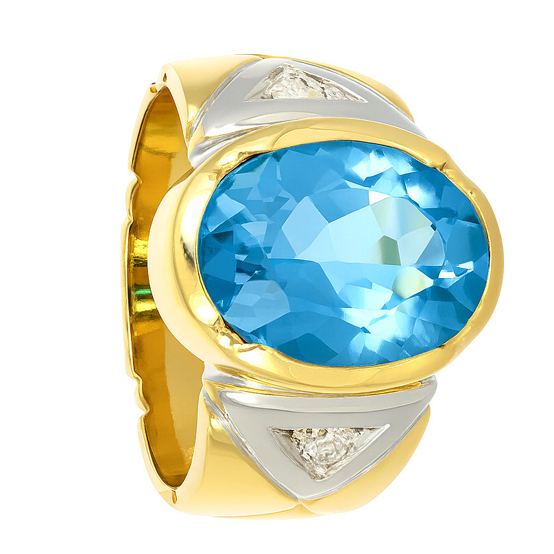 Anello - 18 carati Oro bianco, Oro giallo - 5.12ct. tw. Topazio - Diamante